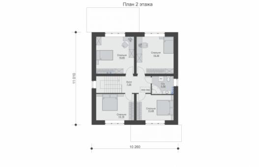 Двухэтажный дом с кухней-гостиной, гостевой спальней, террасой и четыремя спальнями